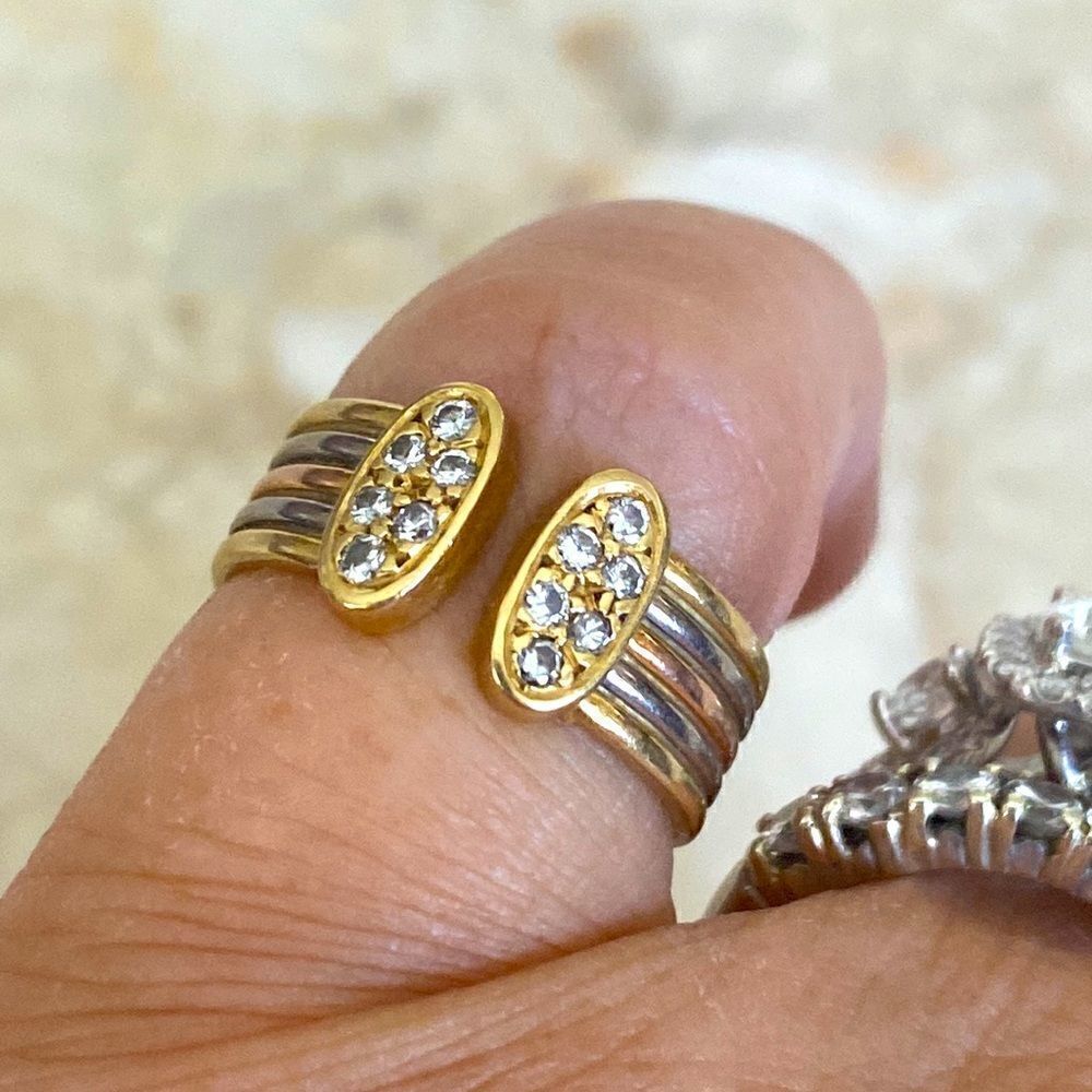 18K Tri-Gold White, Yellow, Rose Gold Diamond Ring VS1-VS2